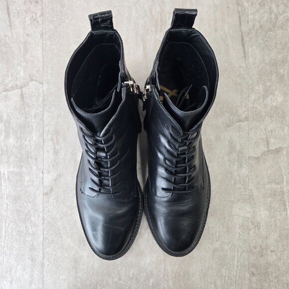 Sam Edelman Nina Combat Boots Sz 8.5 Black Leather Grunge Lace Up Hiker Booties - Picture 2 of 12